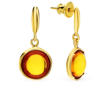 

Silver earrings with amber sunlight sample 925