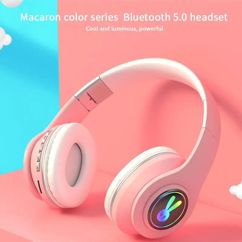 Симпатичные женские беспроводные Bluetooth наушники Hifi стерео музыкальные с