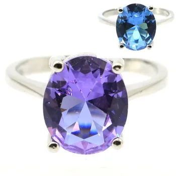 

12x10mm Luxury 3.6g Oval Shape Color Changing Alexandrite & Topaz Zultanite Gift 925 Solid Sterling Silver Rings