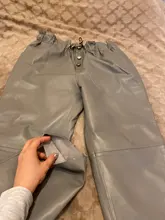 Pants Leather Trousers White Genuine-Leather Black Women Streetwear Patent