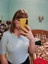 Female Tee Shirt Tops V-Neck Knitted Korea Short-Sleeve Solid Thin Gebreid Dames