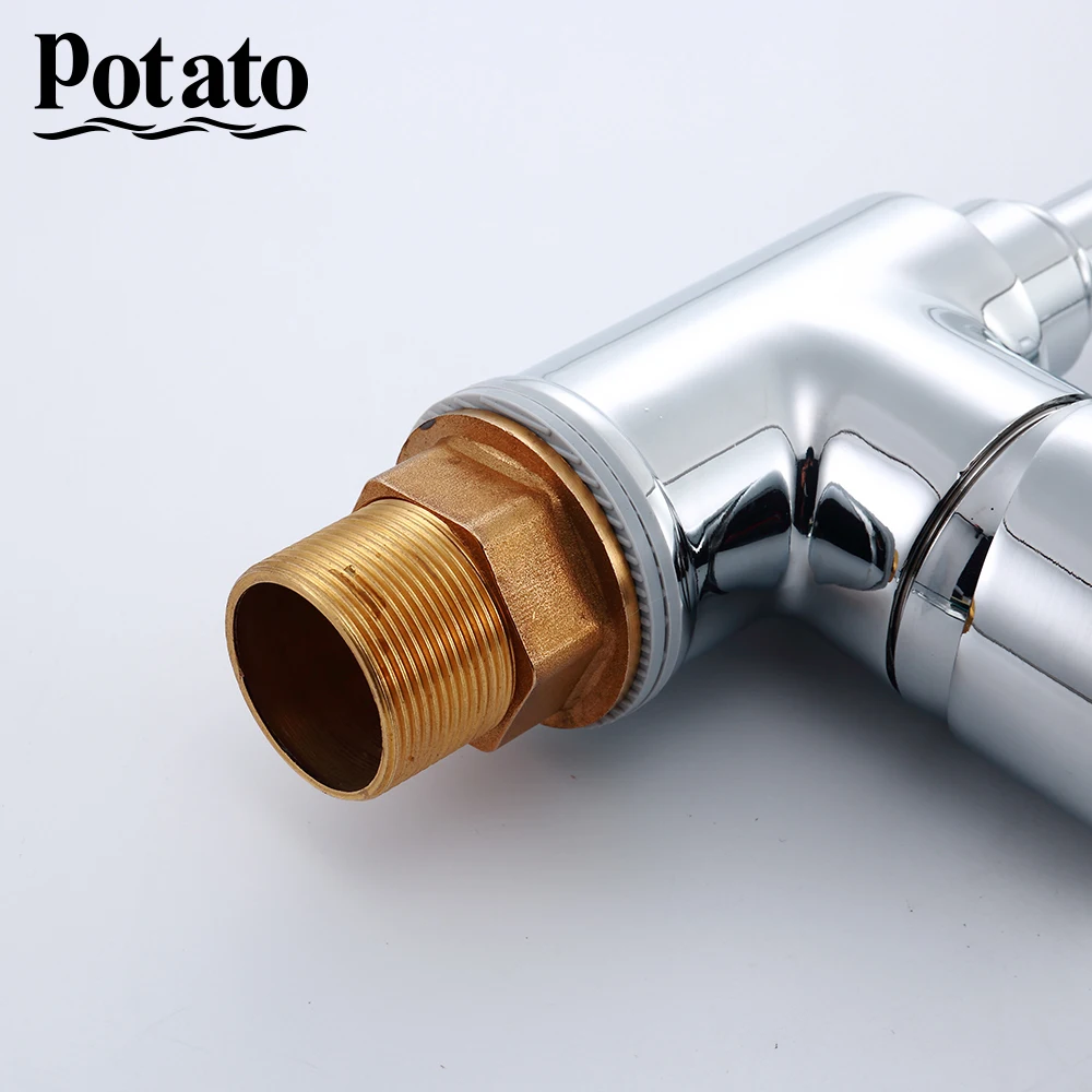 PotatoКухонный кран r с поворотом на 360 градусов, кухонный кран для раковины, Классический Гладкий водопроводный кран, регулируемый дизайн, двойной кран для горячей и холодной воды p4049