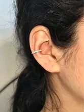 Pendiente falso de cartílago para mujer, pendiente de cristal de circonita, envoltura de oreja con Clip en la oreja