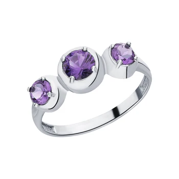 

Silver ring with amethyst sunlight sample 925