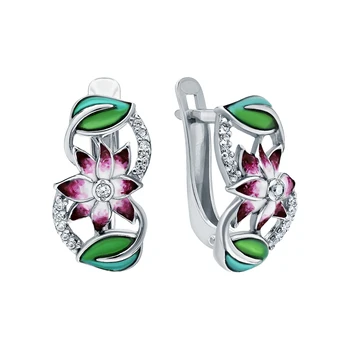 

Silver earrings with enamel and cubic zirconium sunlight sample 925