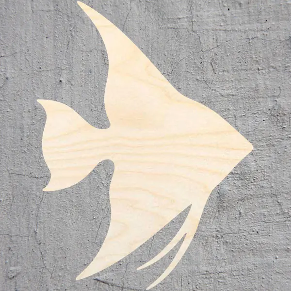 Angelfish laser wood shaped cut out unfinished
