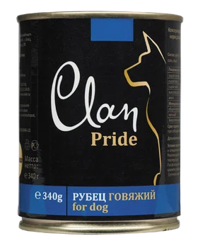 

Clan pride canned food for dogs 340 grams of beef 12 PCs