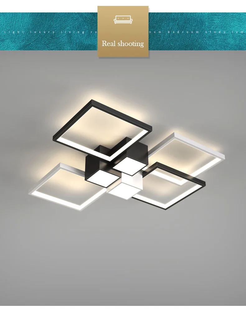 Modern Simple Design LED Chandelier For Living Room Bedroom Dining Room Kitchen Ceiling Lamp Black White Geometry Creative Light entryway chandelier