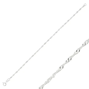 

Silver 925 Sterling 30 Micron Singapore (Twist) Chain Bracelet