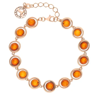

Silver Bracelet with amber sunlight sample 925