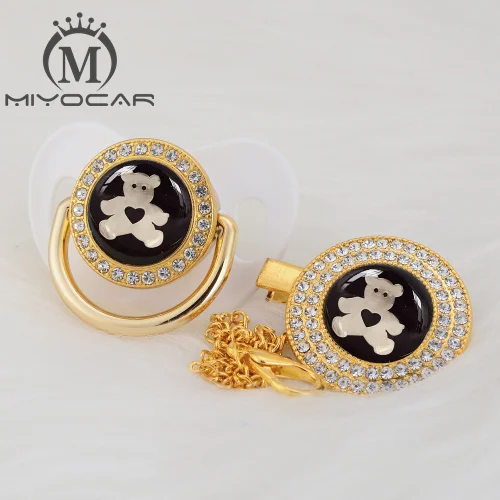 MIYOCAR, золотой, серебряный, милый медведь, золотой блеск, пустышка и пустышка, без BPA, пустышка, шикарный уникальный дизайн, безопасный, не содержит БФА GBEAR - Цвет: GBEAR-2   0-6M