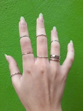 7 unids/set moda de Corea mezclado anillo geométrica redonda de Metal oro gemelos de Color plateado anillos abiertos de la joyería para las mujeres