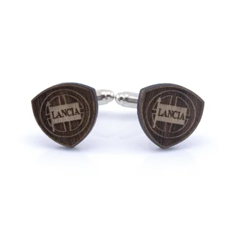 

Twins LANCIA made up handmade wood hickory tree cufflinks with logo laser cutting made up handmade wood hickory tree 16x22mm