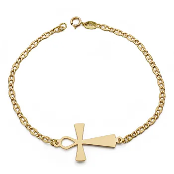 

Bracelet 18k Gold Cross of life 19cm. [AA0064]