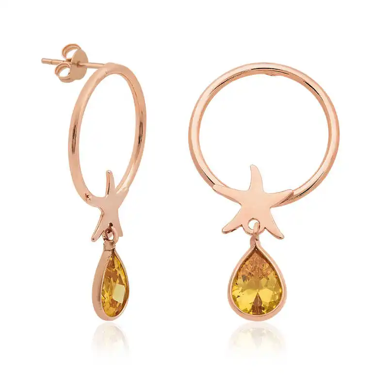 Merve Silver Silver Cubic Zirconia Sea Star Earrings