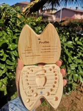 Diente de bebé caja de francés/inglés/español/ruso/italiano de madera organizador para dientes de leche de los muchachos de las muchachas de recuerdos para bebés regalo