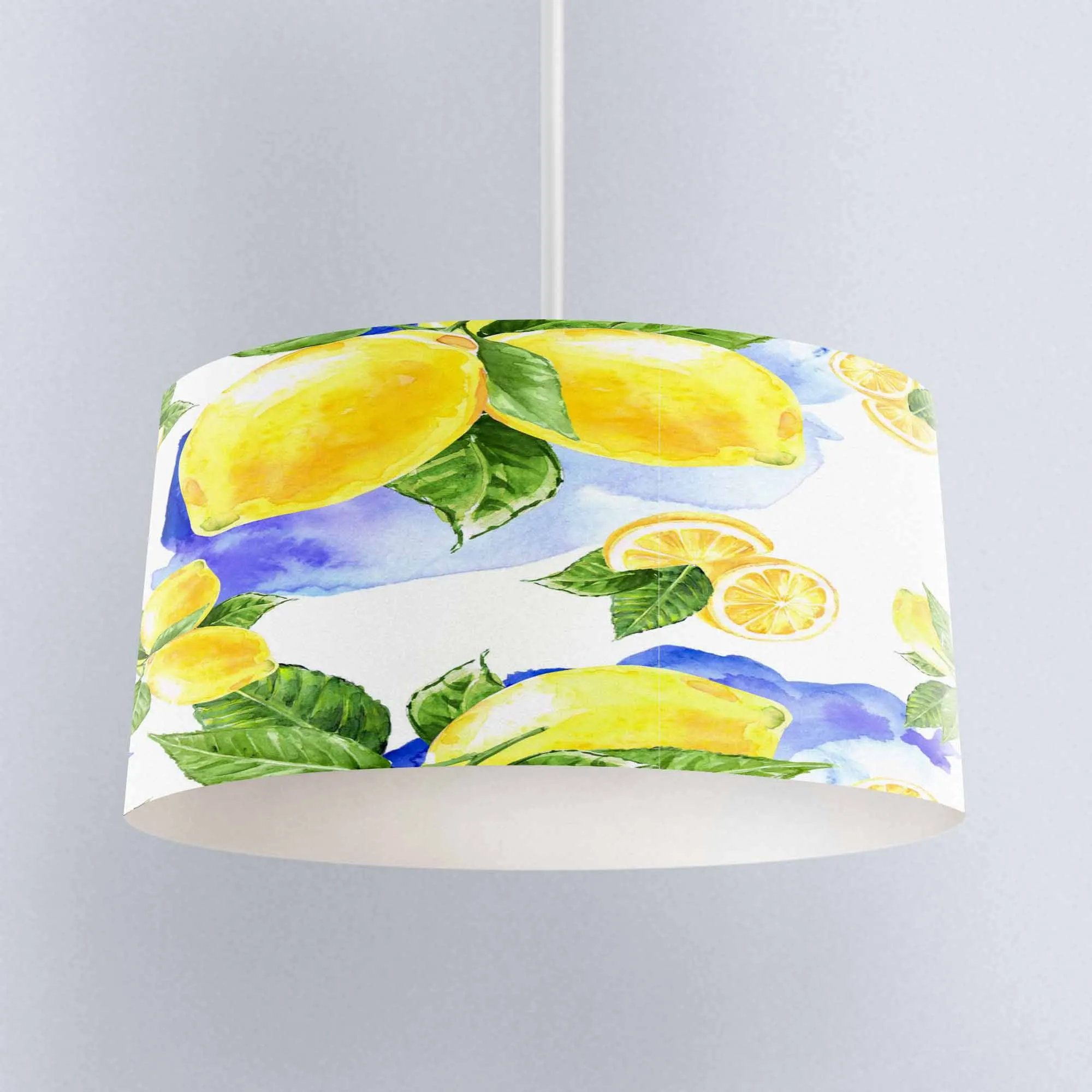 ^Cheap Else Yellow Lemons Blue Watercolor Fruit Printed Fabric Kitchen Chandelier Lamp Drum Lampshade Floor Ceiling Pendant Light Shade