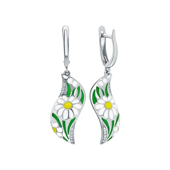 

Silver earrings with enamel and cubic zirconium sunlight sample 925