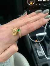 Anillo de boda de circón dorado con cabeza de leopardo para hombre y mujer, joyería abierta, moda al por mayor