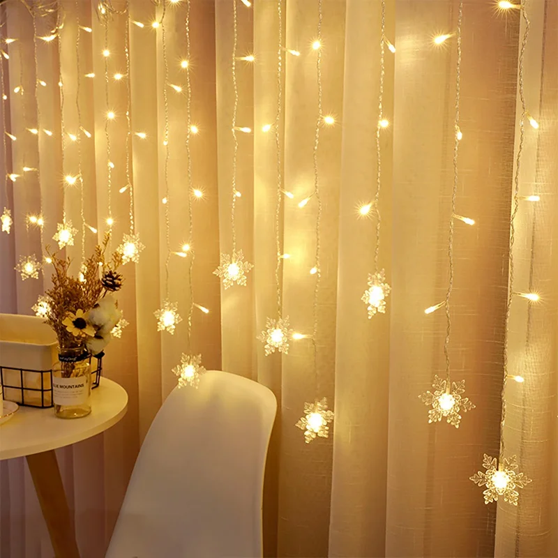 3.5M LED Garland Curtain EU Plug Fairy String Lights Garland On The Window Curtain Festoon Christmas Decorations for Home Room