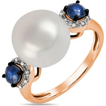 

Lucas gold ring with pearls, sapphires and diamonds in red gold