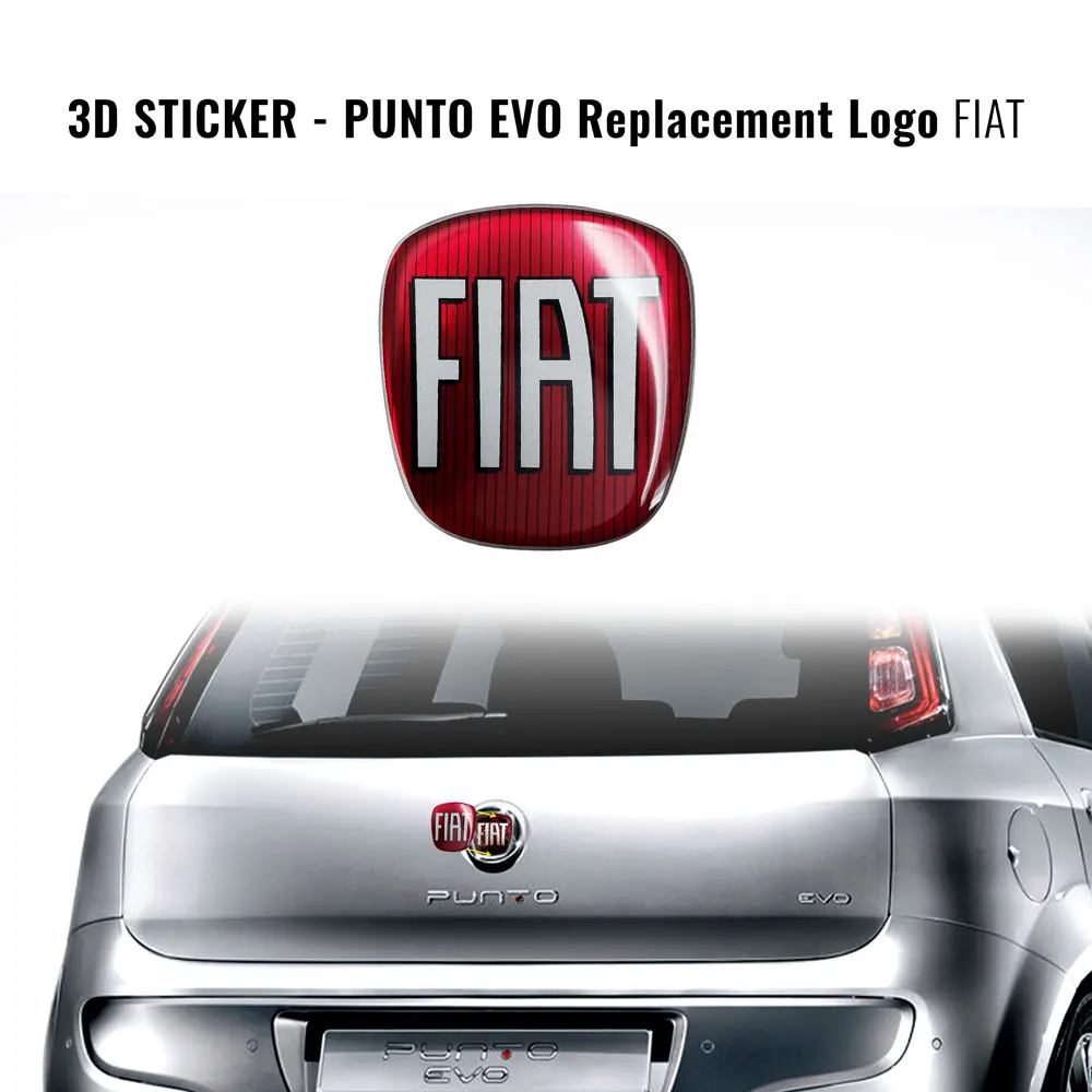 Pegatina Carrocería Punto Evo Adhesivo 3D Con Logo FIAT Para Punto Evo  (parte Trasera) - Original AMS, Fabricado En Italia Decoración Carrocería, image size:1000x1000