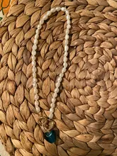 Natural-Pearl-Necklaces Wedding-Jewelry Heart-Pendant Glass Irregular Blue Retro-Baroque
