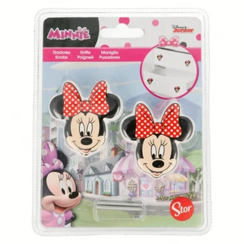 

2 PCS. SET DECORATED SHAPED PORCELAIN DORKNOBS MINNIE MOUSE - DISNEY -