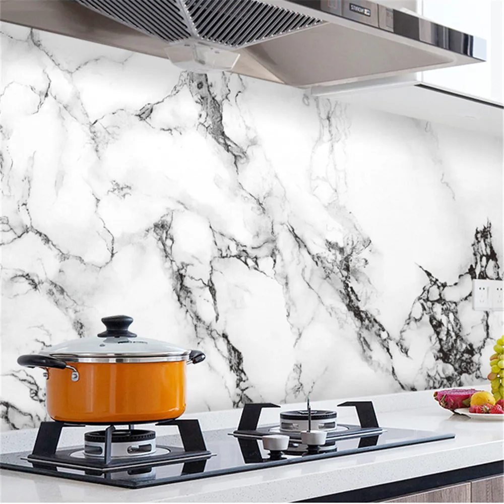 Marble Pattern Furniture Renovation Stickers PVC DIY Decorative Film Waterproof Adhesive Wallpaper Kitchen Cabinet Desktop Cover | Дом и сад