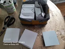 Minitiger-Interruptor táctil para luz de pared, estándar europeo, de lujo, de cristal blanco, 1 entrada y 1 vía