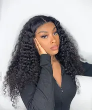 Miss-pelucas de cabello humano brasileño para mujeres negras, sin pegamento, ondas profundas rizadas, 13x4, con encaje Frontal, Frontal suizo, mojado y ondulado