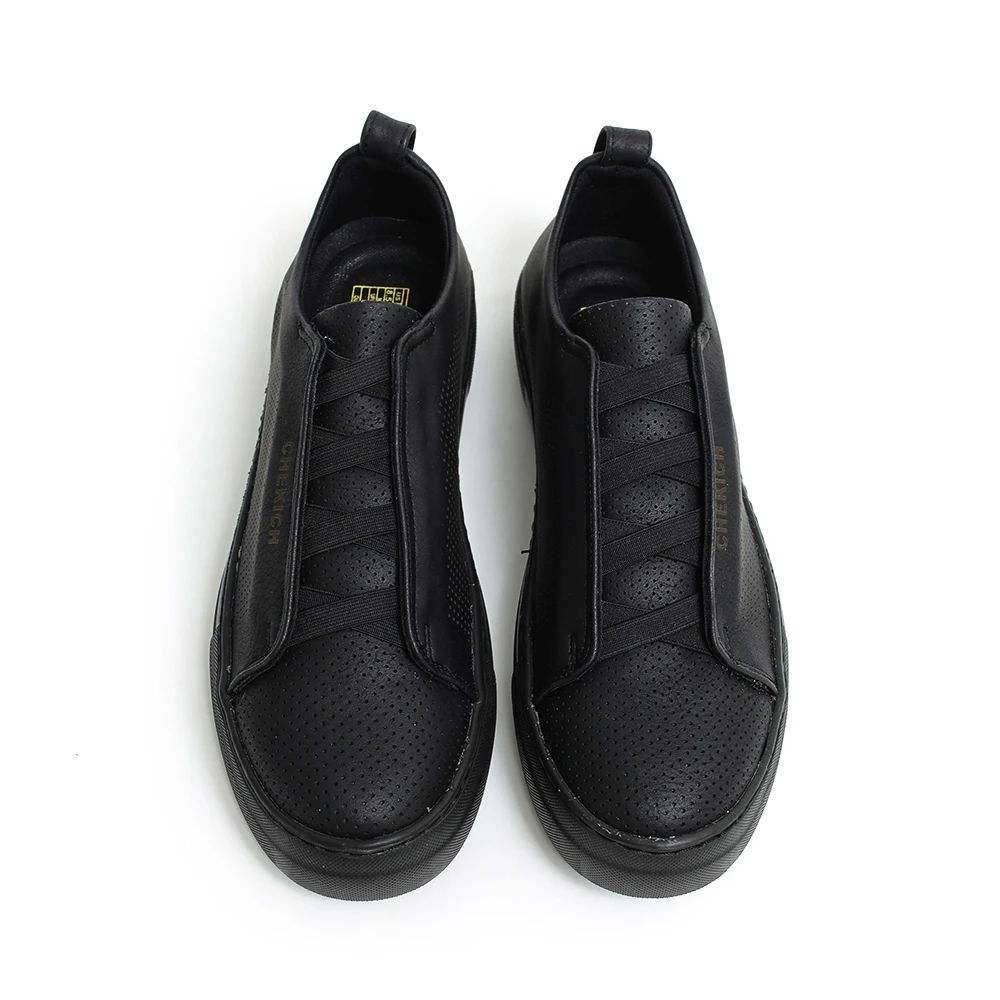 

Chekich Women Shoes Black Elastic Band Artificial Leather 2021 Spring Season Solid Casual Breathable New Sneakers Comfortable Footwear Height Increase Outsole Office Fashion Lightweight Wedding CH011 Women
