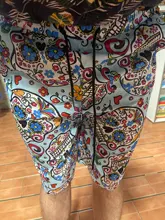 Pantalones cortos con estampado de calavera para hombre, Shorts de lino y algodón, informales, holgados con cordón, para playa, verano, 2021