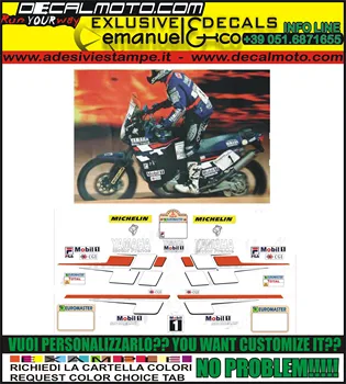 

XT 750 Z SUPER TENERE REPLICA PETERHANSEL PARIS DAKAR 1998 STICKERS ADESIVI DECAL SET KIT