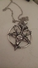 Collar con colgante de cabeza de cabra y calavera de Dios, pentagrama Retro, suerte, satanismo, occulta, Metal, Vintage, plateado, Estrella