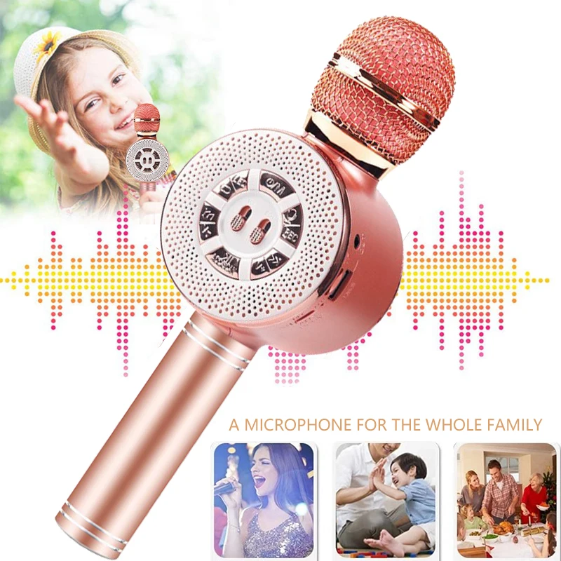 

USB Wireless Bluetooth Karaoke Handheld Microphone KTV 3D Condenser Professional Studio Mic With LED Lights For PC Android IOS
