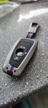 Aleación Galvanizada coche llave inteligente Fob caso de la cubierta de la piel para BMW Serie 3 4 5 320i 530i 550i F20 F21 F30 F31 F25 F01 F02 coche caso clave