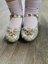 Zapatos de princesa para niñas, zapatillas con flores y brillantina para niñas pequeñas, incluye tacón alto y moño estilo mariposa, en azul, rosa y plata, talla 26-38