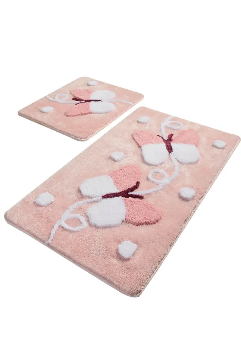 Коврики для ванной нескользящие Противоскользящие коврики противоскользящие Mari розовый 2'Li набор 60X100 см-50X60 см