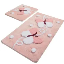 Коврики для ванной нескользящие Противоскользящие коврики противоскользящие Mari розовый 2'Li набор 60X100 см-50X60 см