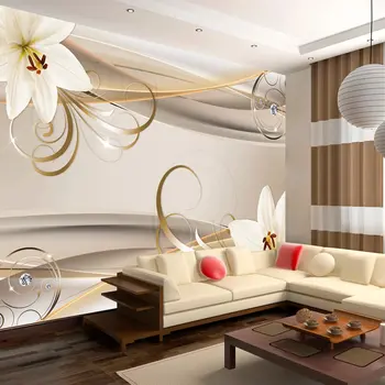 

Wall mural-Lilies and The Gold Spirals - 150x105 cm