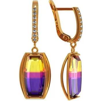 

Volga jeweler earrings with glass and cubic zirconia silver with gilding