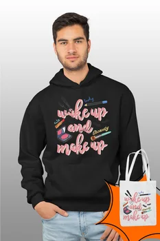

Angemiel Wear Wake Up And Make Up Black Men 'S Hooded Sweatshirt Bags Kombin
