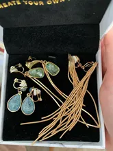 Pendientes con Clip de gota de agua geométricos para mujer, temperamento Simple japonés, piedra de cristal azul, sin Piercing, regalo para niña y mujer coreana