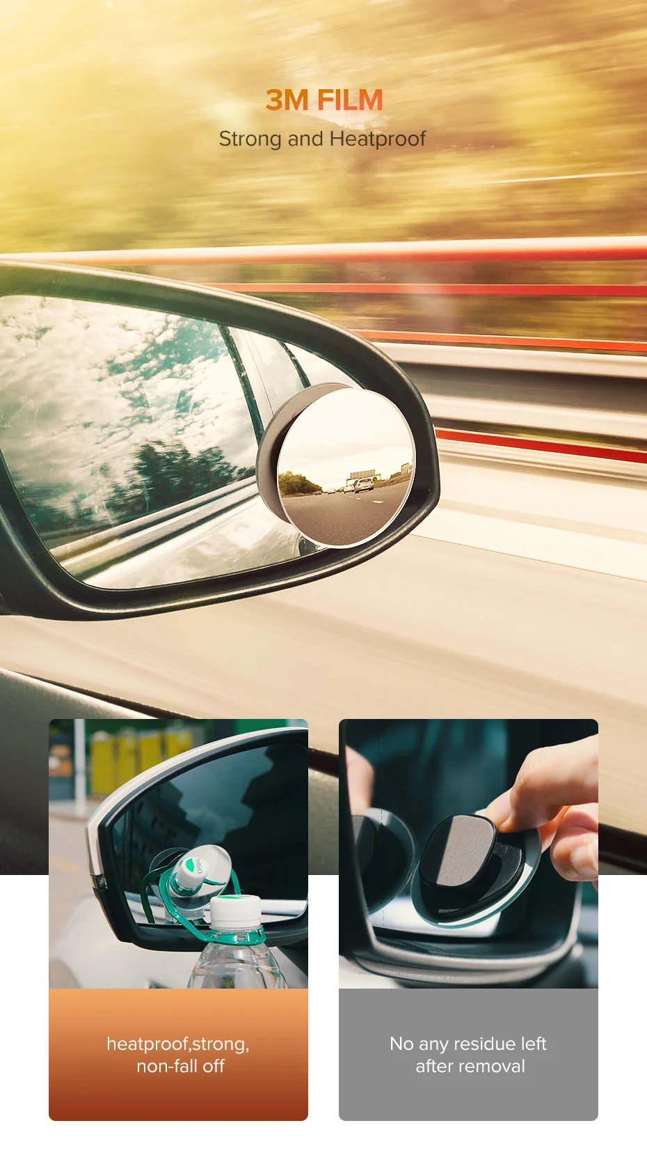 Ugreen Car Mirror 360°HD Blind Sport Mirrior Wide Angle Round Convex Rearview Mirror 2PCS description image 6
