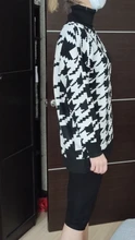 White Sweater Turtleneck Long Pullover Simplee Knitted Houndstooth Black Women Warm Fashion