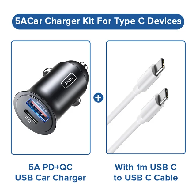 Fast charge 18w INIU 60W USB Car Charger 5A Type C PD QC Fast Charging Phone Adapter For iPhone 13 12 11 Pro Max 8 Xiaomi Samsung S21 S20 S10 S9 quick charge 3.0 Chargers