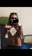 Argyle Sweater Pullovers Female Oversized Women Winter Ladies Tops Geometric-Pattern