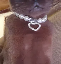 Accesorios para mascotas, corazón, diamantes de imitación, para cachorros, gatos, mascotas con Collar de perlas, accesorios de amor, joyería