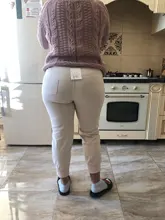 Pantalones vaqueros holgados de cintura elástica para mujer, moda de Corea de algodón informales combinables, color blanco, nueva llegada de primavera y verano, S982